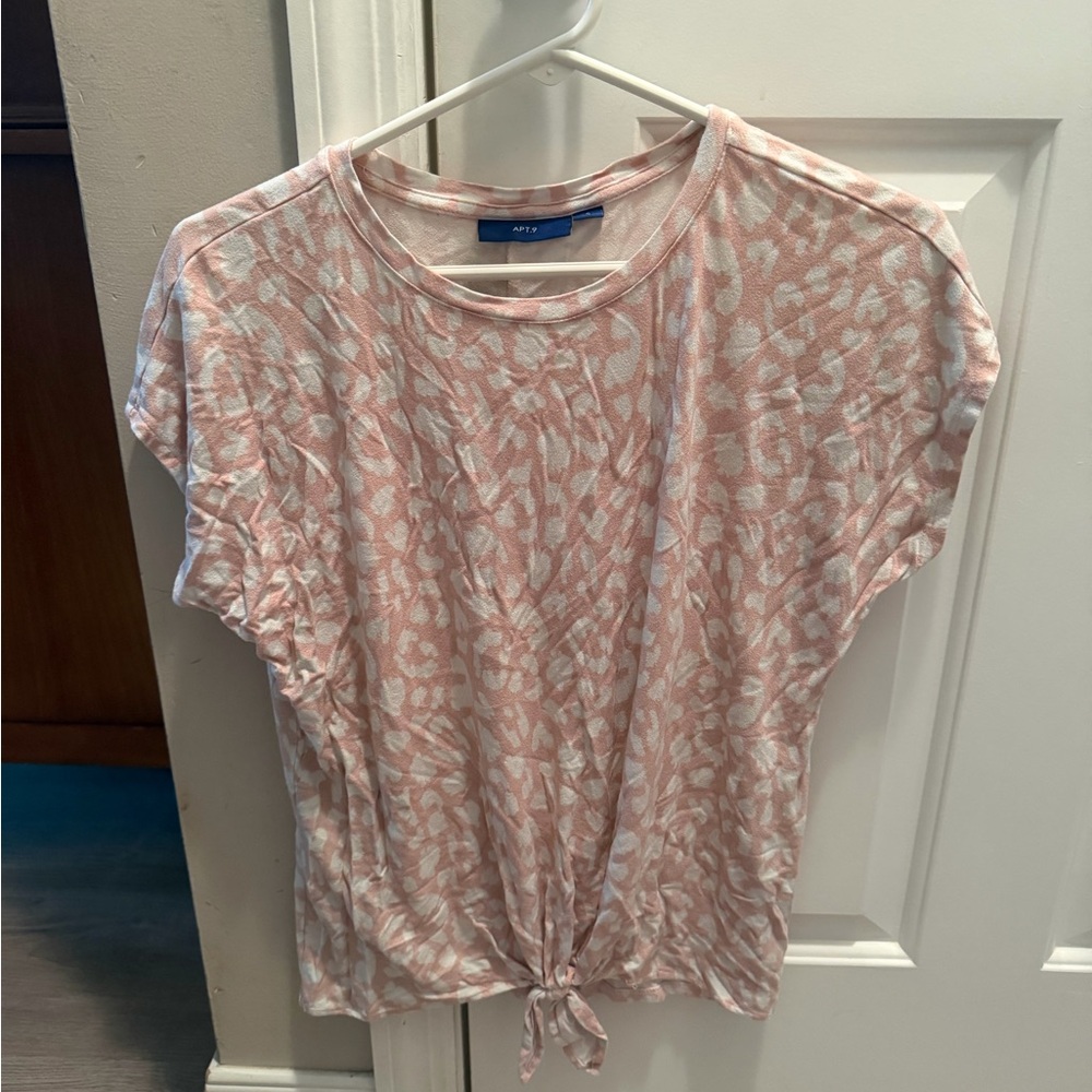 Apt. 9 Light Pink Patterned Short Sleeve Top